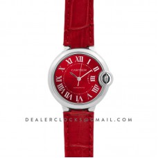 Ballon Bleu de Cartier 33mm Red Dial in Red Leather Strap